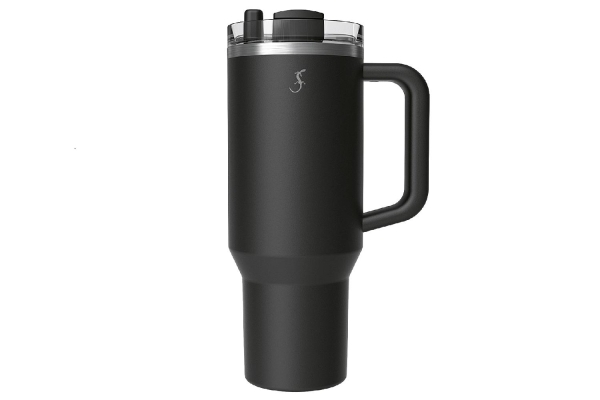 LURCH Big Cup Isolierbecher mit Trinkhalm 1,2l schwarz